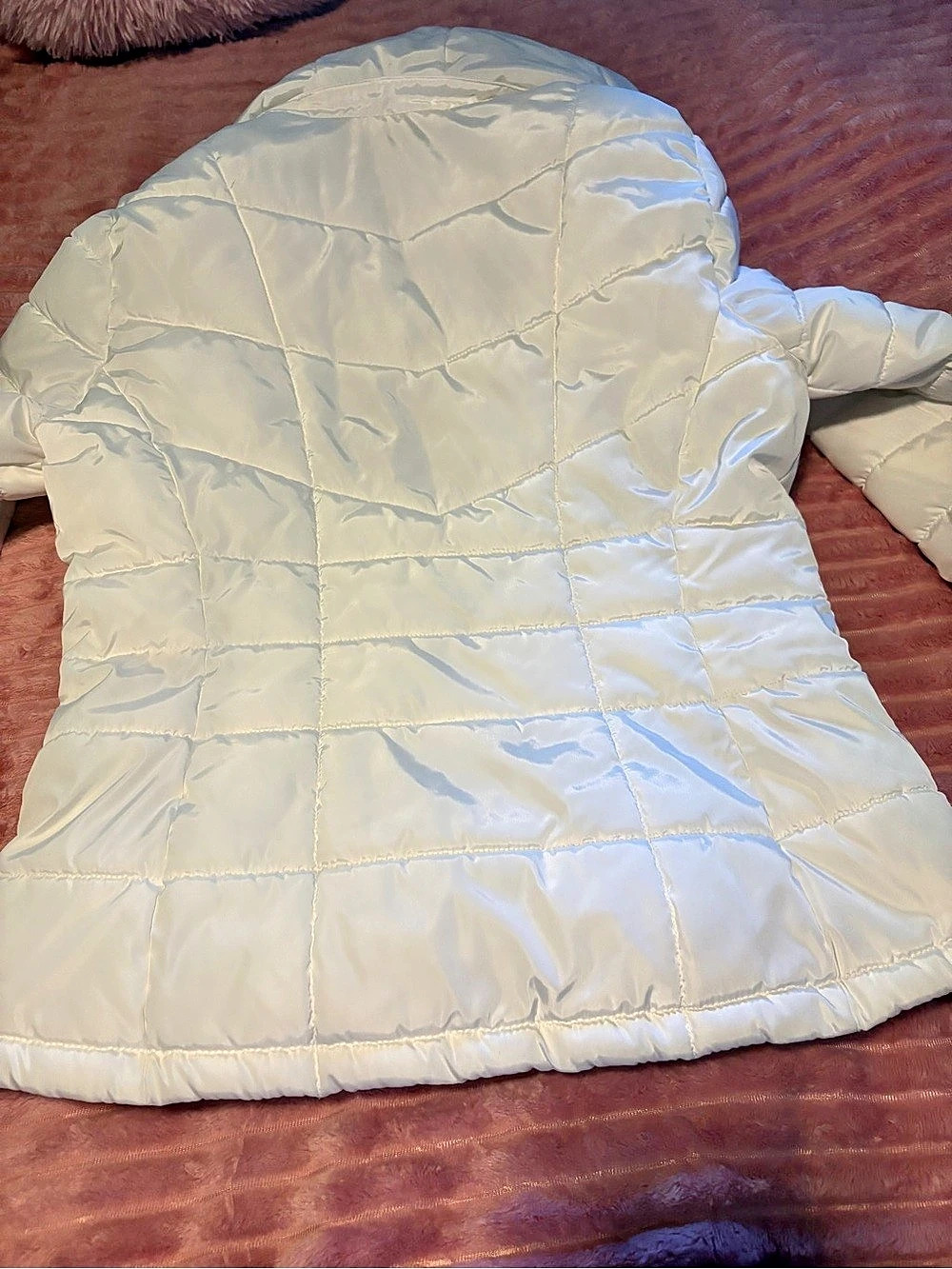 Calvin Klein Faux-Fur-Trim Hooded Puffer Coat Women's White
